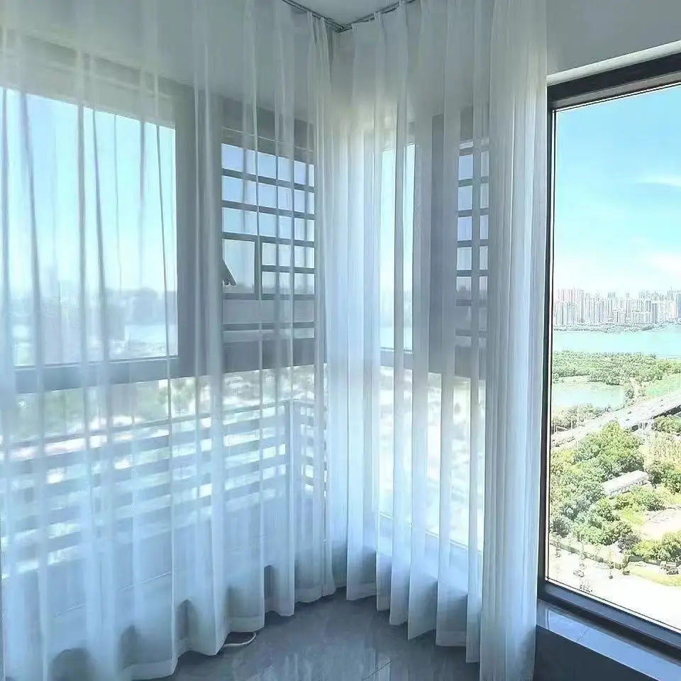 Custom Size White Sheer Curtains For Living Room Window Transparent Tulle Curtain Wedding Drapes Home Decor