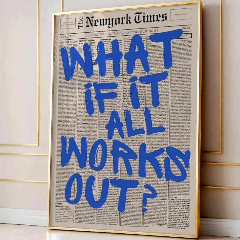 Retro-style "If All Goes Well" Newspaper Layout Posters, Stylish Wall Decorations Inspirational Posters, "If" Themed Posters